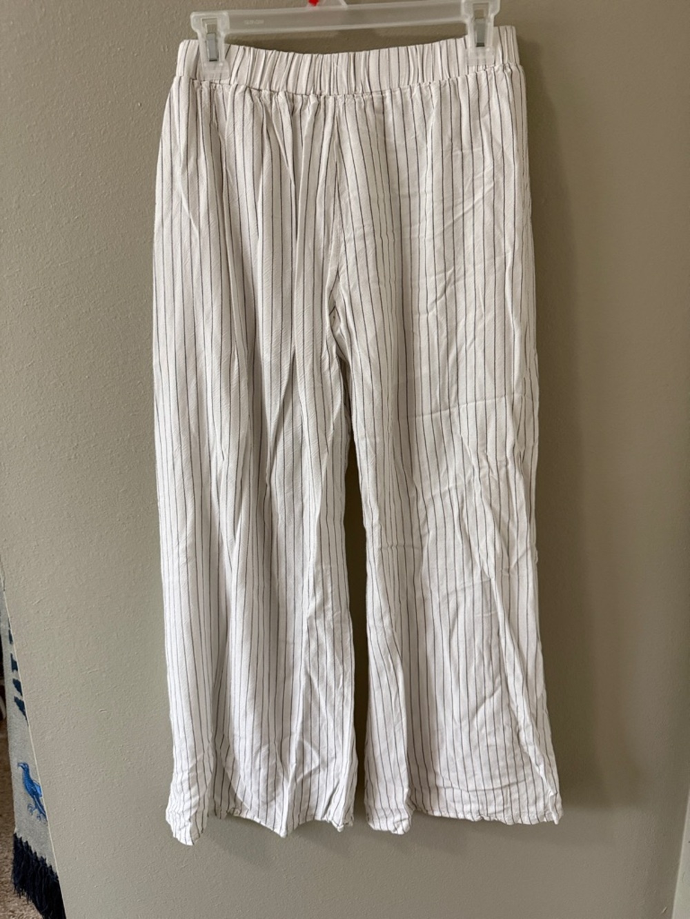 Umgee Black & White Pinstripe Pants with Slit